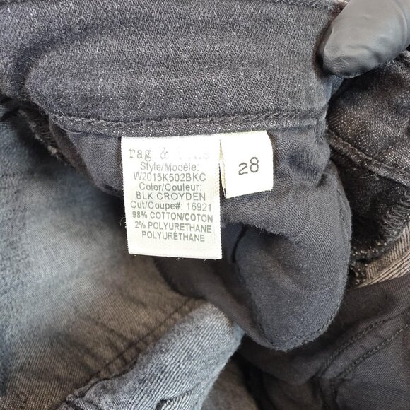 Rag & Bone Jeans Womens 28 Black Cropped Frayed Hem Slim Straight Stretch - Picture 10 of 12